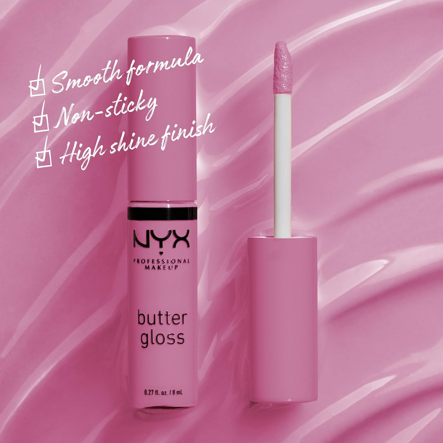 NYX PROFESSIONAL MAKEUP Butter Gloss, Non-Sticky Lip Gloss - Eclair (Pink) NYX PROFESSIONAL MAKEUP Butter Gloss, Non-Sticky Lip Gloss - Eclair (Pink)